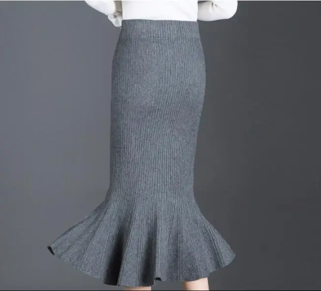 Cultiseed женские осенние длинный вязаный свитер юбки, Цвет Высокая Талия элегантные офисные юбки нарядные юбки