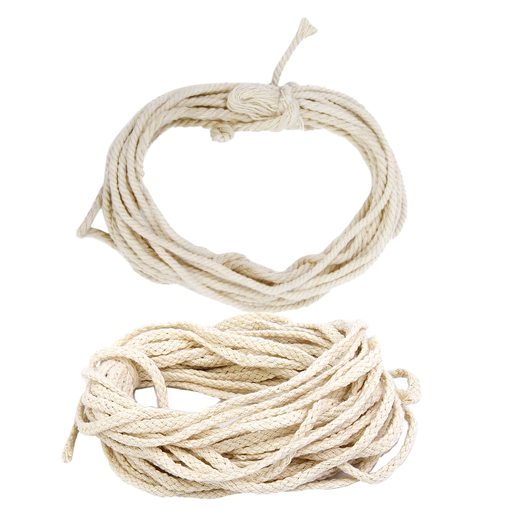 2PCS Cotton Rope Natural Braided Twisted Cord Twine Craft 3mm 5mm Diameter