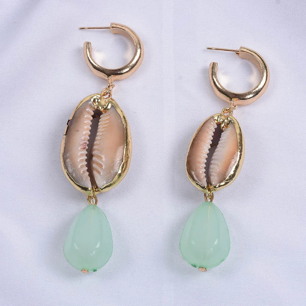 

PPG&PGG ZA 2019 New Alloy Shell Drop Dangle Earring for Women Trendy Metal Maxi Geometric Statement Beach Party Jewelry