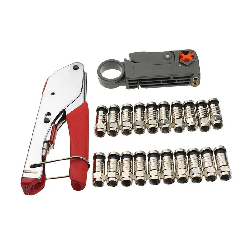 

Cutter Cable Stripper Coaxial Stripping Compression Crimping Tools Kit 22Pcs