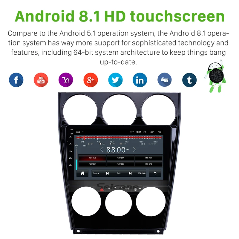  Seicane 9 inch Android 8.1 Car GPS Navigation for Old Mazda 6 2004-2010 2011 2012 2013 2014 2015 Su