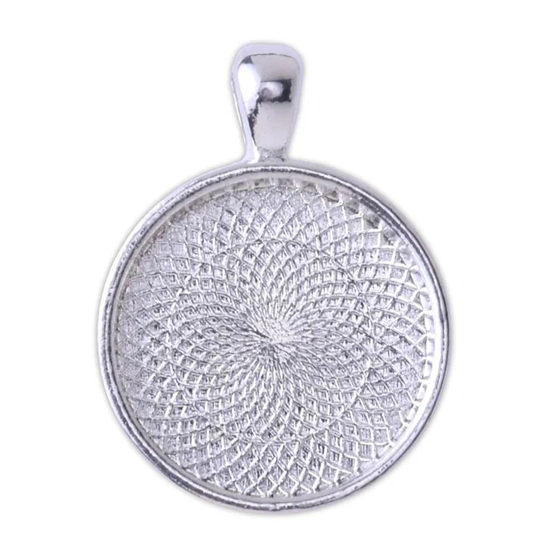 20pcs 20mm Silver Plated Round Pendant Tray with bail,cameo pendant
