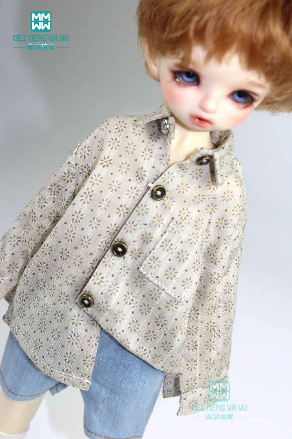 

BJD accessories fashion beige printed shirt for 27cm--30cm 1/6 BJD SD DD MSD YOSD doll clothes