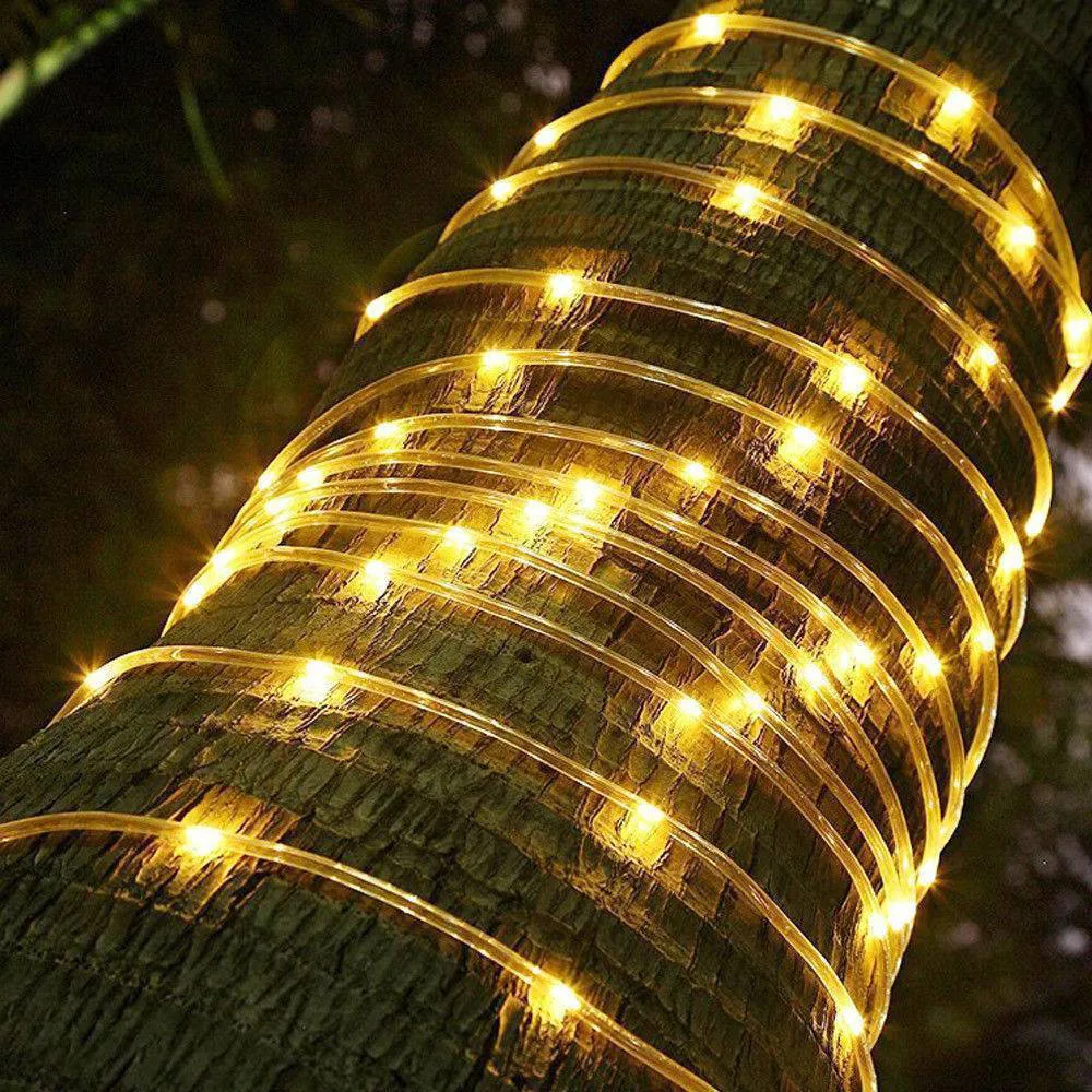 LED Solar Power String Fairy Light Rope Tube Lamp Garden Yard Party Introduction long arvore de natal