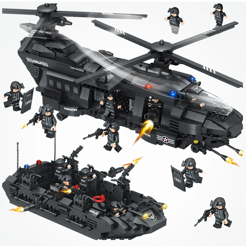

Legoing Military Army War Special Police Force CH-47 Transport Helicopter Blocks With Legoings Technic 1351Pcs Toys For Children