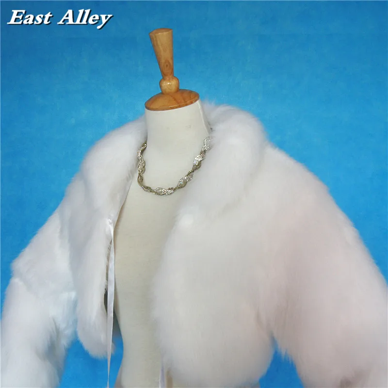 Зимняя уличная женская куртка свадебное пальто с длинными рукавами из искусственного меха болеро шаль цвета слоновой кости и белого