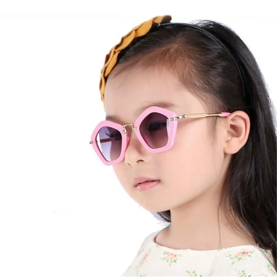 Металлическая оправа, полигоновые солнцезащитные очки, детские солнцезащитные очки, квадратные детские солнцезащитные очки, солнцезащитные очки UV400 для мальчиков и девочек, Gog