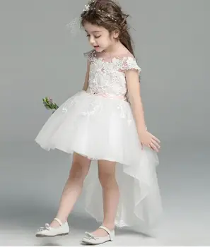 

2018 High Quality Handmade girl party evening dress girl trailing dress ball gown dress flower Wedding Girls Dress 3-12Y