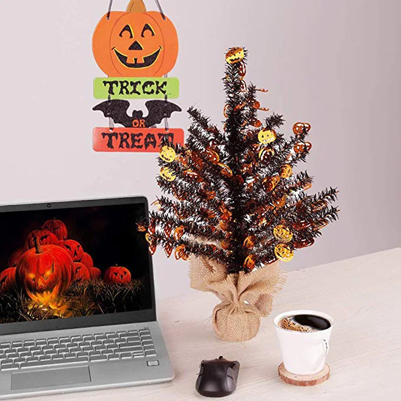 

Halloween Tree Ornaments Mini Leaves Green With Reflective Sequins Reusable Green Tinsel Trees For Home Party Decoration