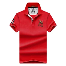 Men’s Polo Short Sleeve Solid Smbroidery Stand Collar Male Polo Shirt Plus Size 7XL