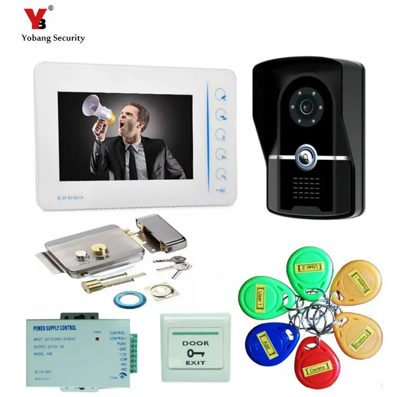 

Yobang Security 7"inch video door phone RFID Access Control System& 5pcs Card for Apartment doorbell home video intercom system