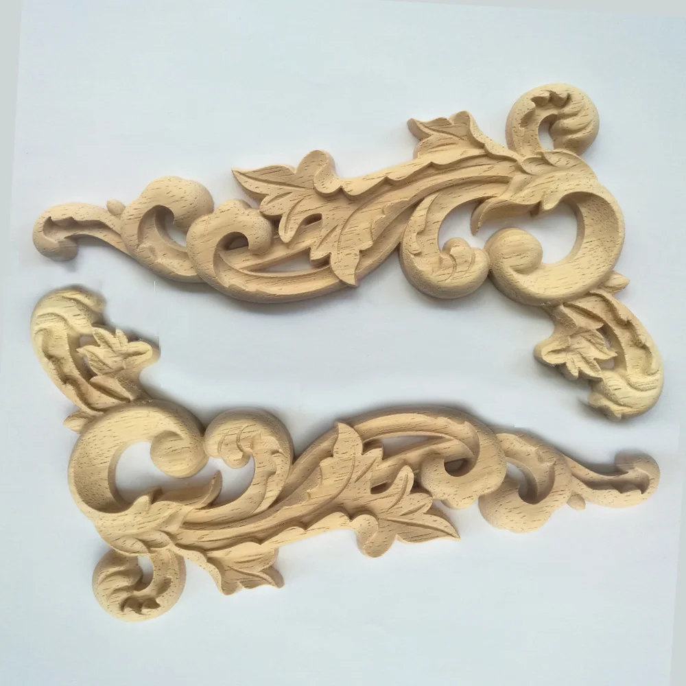Wood Applique Wood Carved Corner Onlay Frame Doors Wall Decorative Furniture New