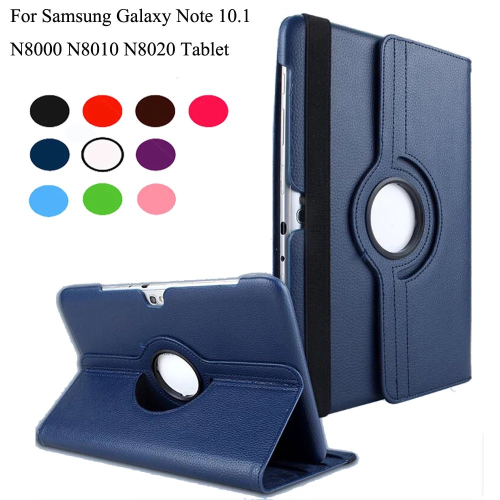 

360 Degrees Rotating Stand PU Leather Flip Case For samsung Galaxy Note 10.1 N8000 N8010 N8020 tablet Unique Stained case