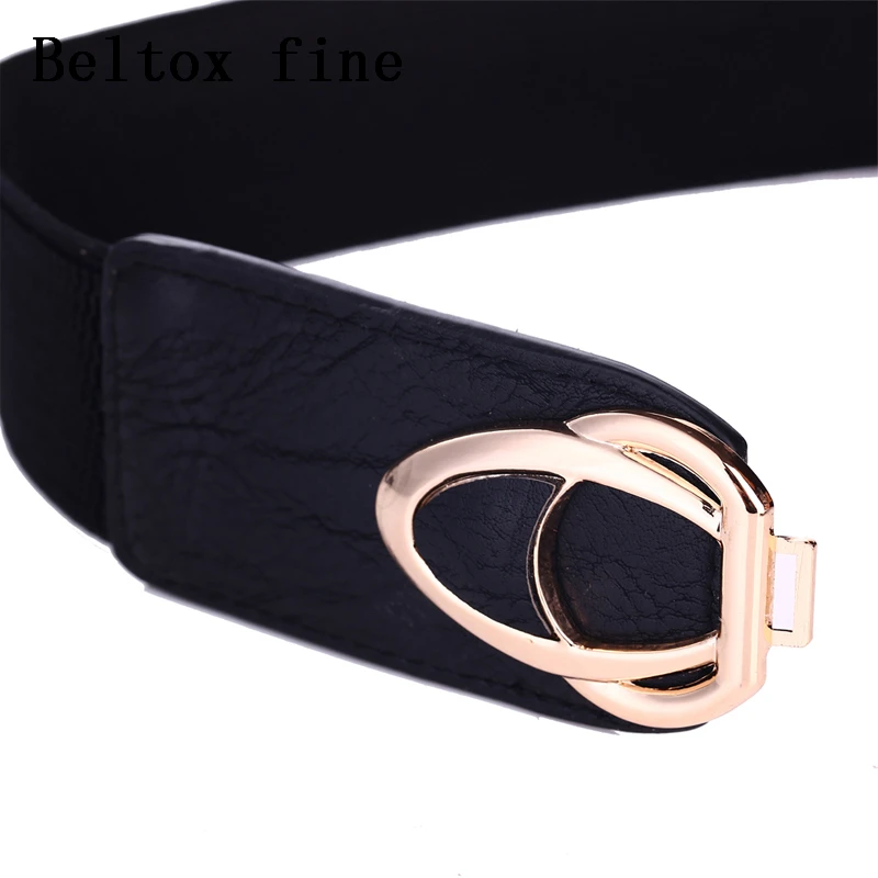 Fashion PU Leather Elastic Wide Belts for Women Stretch Thick Waist Dress Plus Size By Beltoxfine