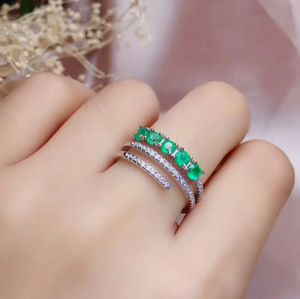 [MeiBaPJ высокое качество натуральный изумруд драгоценный камень кольцо для женщин Настоящее 925 пробы Серебряный Шарм ювелирные украшения
