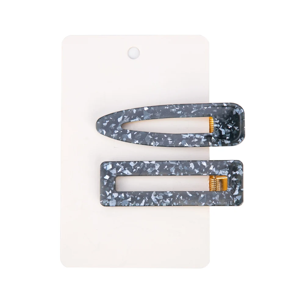 2pcs black 2 шт. винтажные полые заколки для волос для женщин леопардовая мраморная текстурированная Геометрическая Заколка-Утконос заколка для волос аксессуары для волос - Цвет: 2pcs black