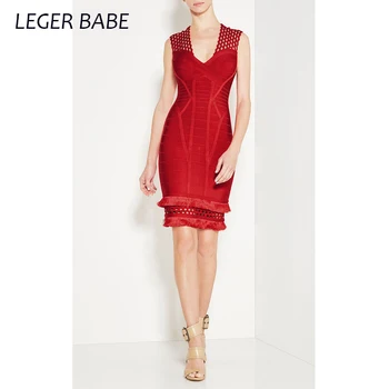 

Leger Babe 2019 Women Sexy Hollow Out Cocktail Tassel Mini Dress Celebrity Party Club Sexy Sleeveless V Neck Bodycon Dresses