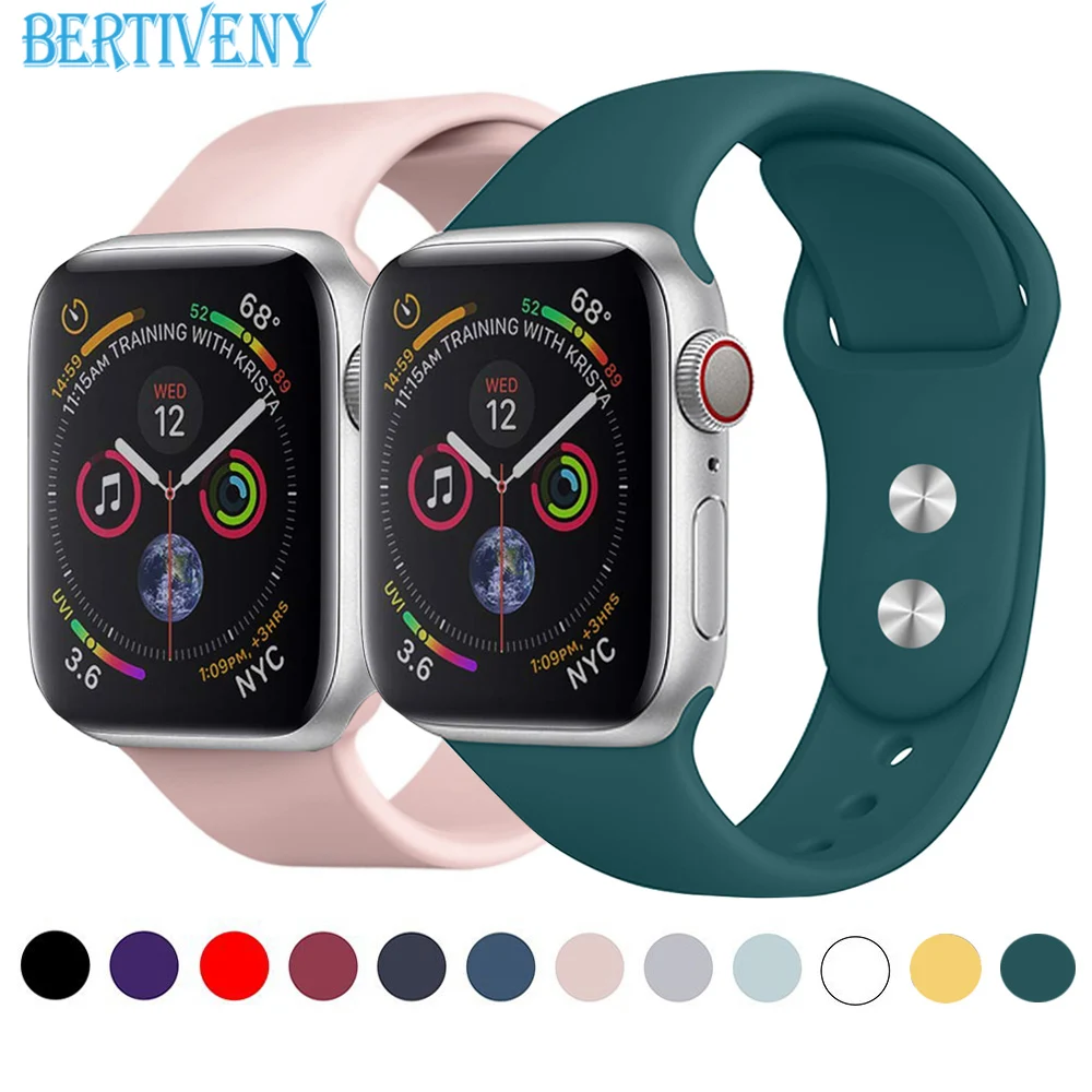 

Silicone band for Apple Watch 38mm 42mm 40mm 44mm Replacement Sport Strap Rubber Wristband for iwatch series 4 3 2 1 watchband