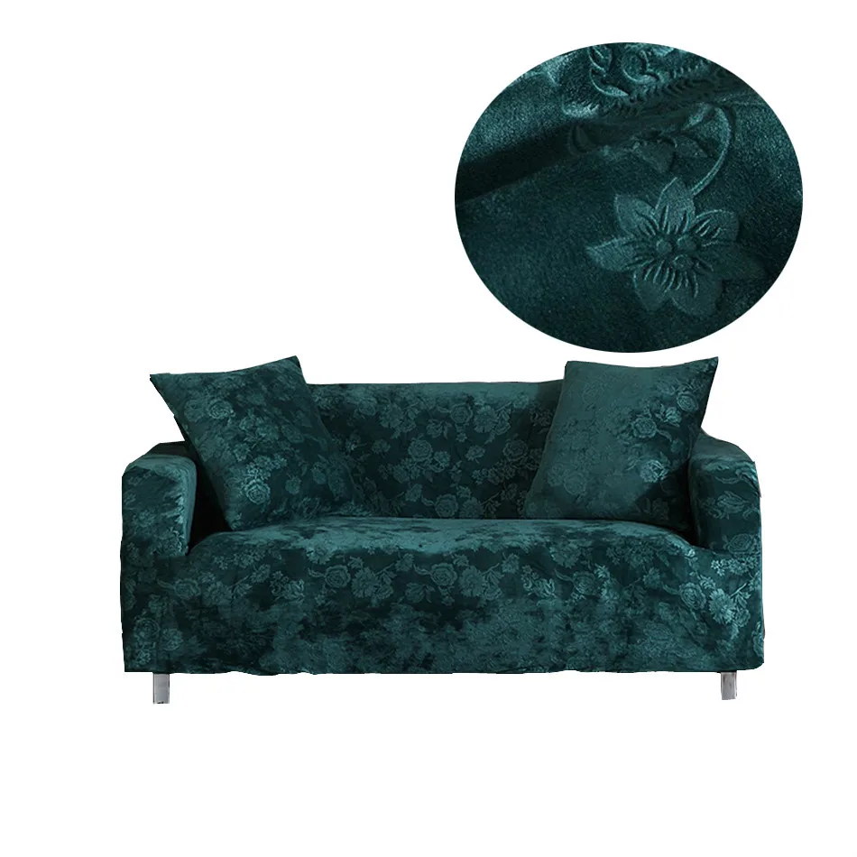 

Green Embossing Stretch Sofa Cover for Living Room Multi-Size Corner/Couch Sofa Cover Solid Color Anti-Dirty Slipcovers