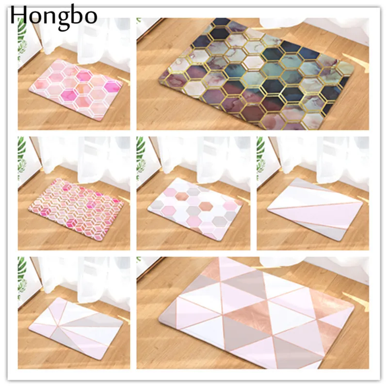 Hongbo геометрические улья узоры принт Мягкие фланелевый Придверный коврик ковры напольный коврик кухня Нескользящие коврики для ванной комнаты