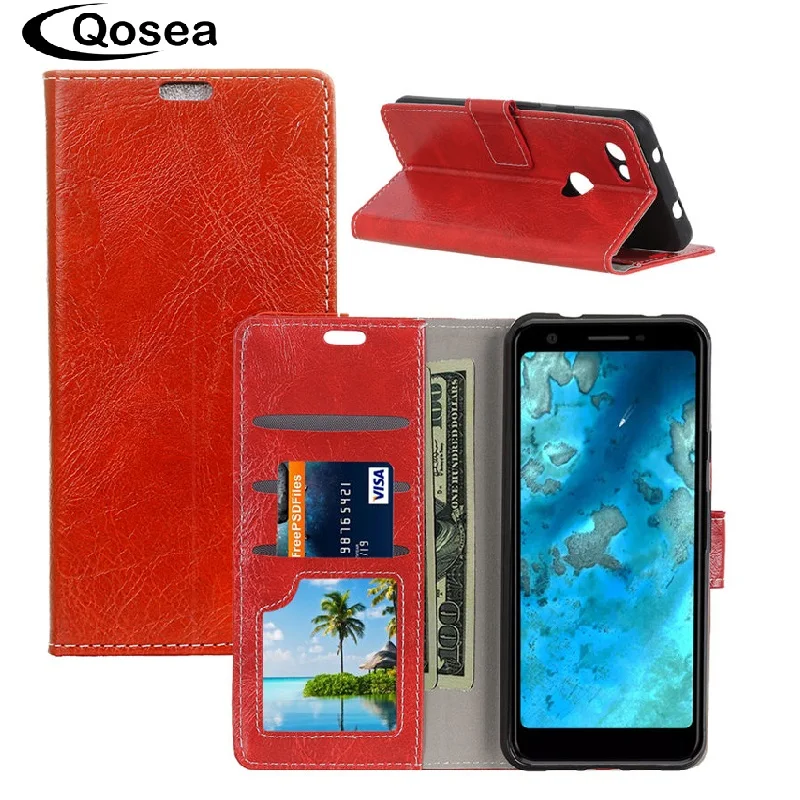 Qosea Роскошный чехол для Google Pixel 3a анти осенний кожаный Стенд защитный телефона