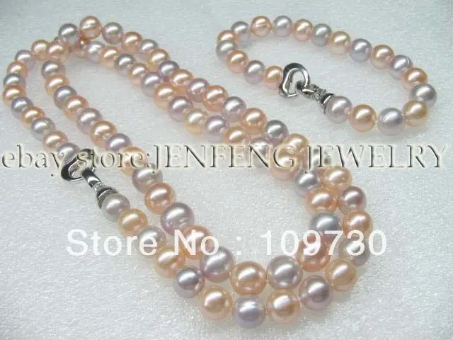 

Jewelry 00564 AA+ Set 25"/8" 8.5-9mm round pearl Necklace Bracelet