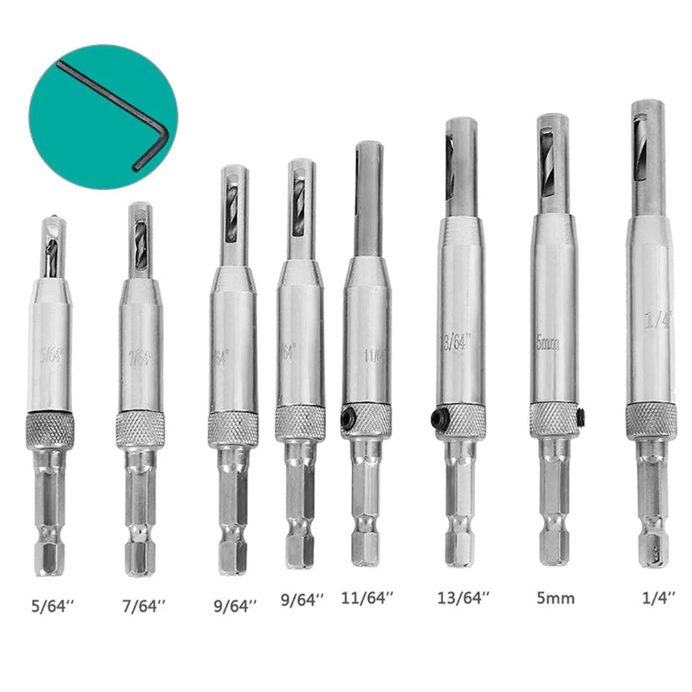 8 шт./компл. Самоцентрирующийся шарнир шкаф Комплектующие дверей по дереву сверло комплект 5/64 7/64 9/64 11/64 13/64 1/4 5 мм направляющая направляющее отверстие сверлильный