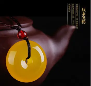 

Koraba Fine Jewelry Natural Yellow Agate Chalcedony Hand-carved Peace Symbol of Peace and Joy Free Shipping