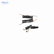 50Pcs 1xAA Battery Case Holder Socket Wire Junction Boxes With Wires, 5.5/2.1 DC Plug