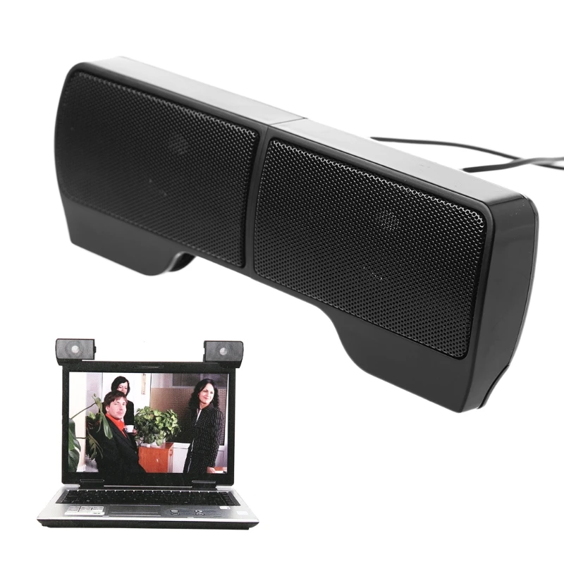 

1 Pair Mini USB Powered Line Control Stereo Clip-On Speaker For Notebook Laptop-38#/CC
