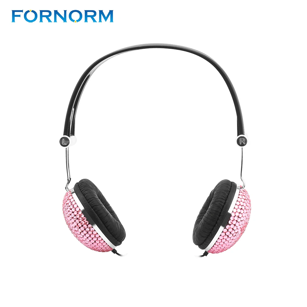 FORNORM Crystal Rhinestone Bling Headphones Lovely Bling Style Crystal
