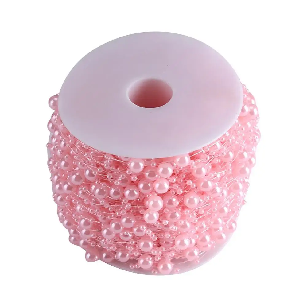60 м/рулон 8+ 3 мм Искусственные бусины для занавесок жемчуг DIY бусины для украшения занавесок вечерние украшения для свадебного прохода - Цвет: Розовый