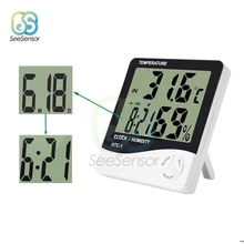 Цифровой термометр гигрометр электронный ЖК-дисплей измеритель температуры и влажности Метеостанция комнатный будильник HTC-1
