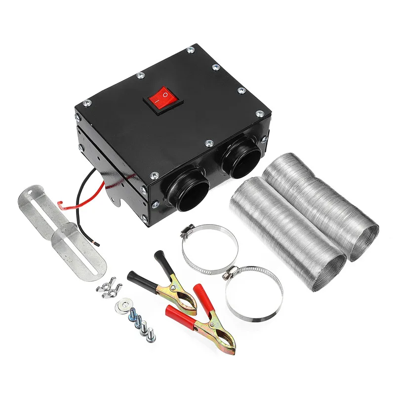 Goede Audew 12 v 600 w Gat Auto Heater Tungsten Heater 2 Luchtuitlaat 2 Koelventilator 80C Gebruikt voor Ontdooien demist Deicing Instant Verwarming