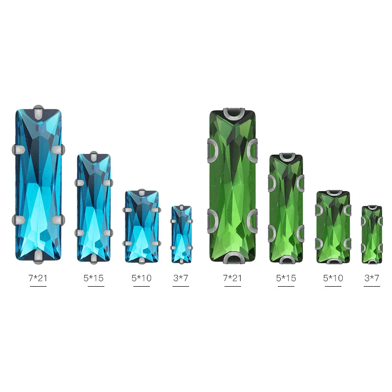TopStone Багет Прямоугольник D коготь стразы стекло кристалл Качество 5x10 5x15 7x21 мм Прямоугольный пришивной камень для платья костюм