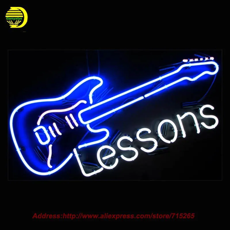 Neon Sign Taylor Guitar Lessons Store Display Handcrafted