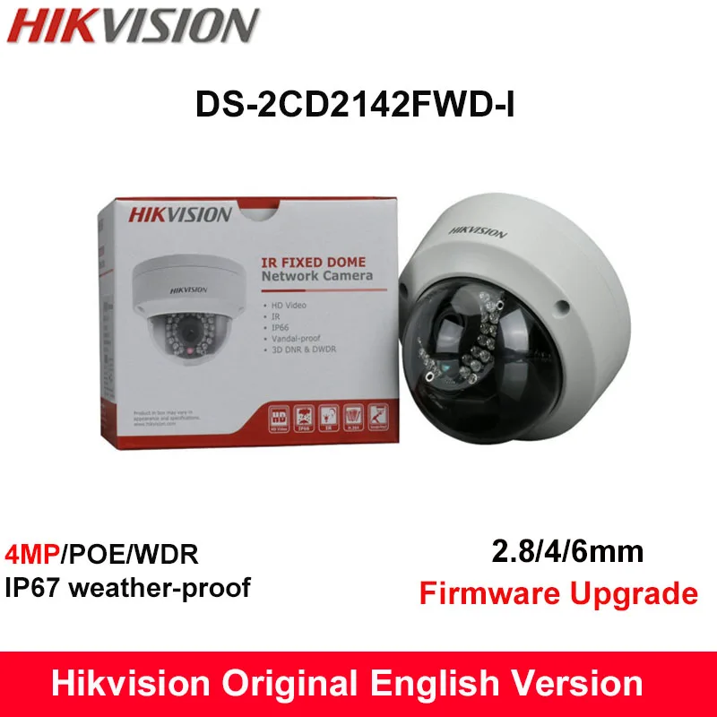 In Stock Hikvision English Version DS-2CD2142FWD-I  4MP CCTV Camera 120dB WDR P2P IP Camera POE Fixed Dome Mini Camera IP67 IK10