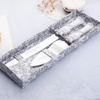 

2017 Sale Wedding Favors And Gifts Free Shipping Personalized Bride & Groom Wedding Cake Knife Serving Set Decoration Custom