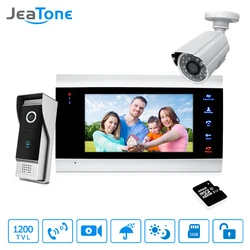 Telefone vídeo de porta de 7 polegadas campainha, sistema de controle de acesso, detecção de movimento + câmera extra de tvl para ambiente externo + cartão de 32g