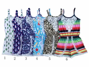 

back to school cheetah unicorn serape cactus alpaca watermelon summer suspender lace trim baby jumpsuit romper short