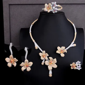 

GODKI Luxury Choker Statement Necklace 4PCS Nigerian Bridal Jewelry Sets For Women Wedding Zircon Dubai Indian jewelry Sets 2019