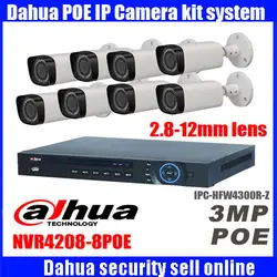 Оригинал Dahua IPC-HFW4300R-Z 2.8 мм ~ 12 мм переменным фокусным расстоянием IP камеры комплект 3MP NVR4208-8P POE камеры видеонаблюдения комплект