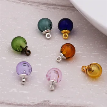 

7X Diffuser Perfume Refillable 8mm glass ball with 5mm cap set handmade Essential Oil Aromatherapy Bottle jewelry glass pendant