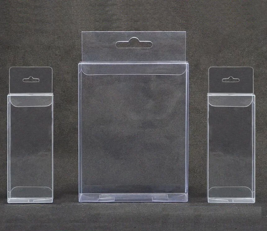 20Pcs PVC 21 sizes Clear Transparent PVC Box with Hole Candy Toy Display Stationery Craft Gift Packing Box Plastic Packaging Box