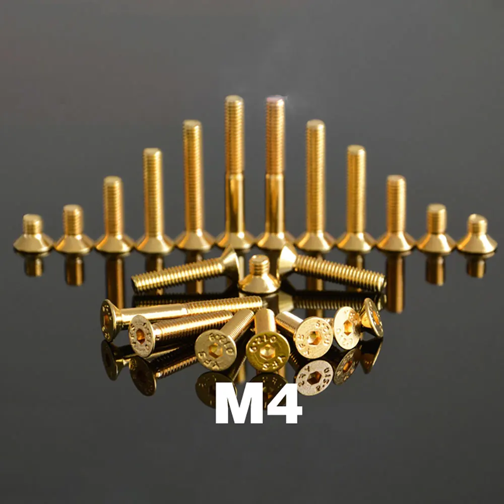 

M4 Golden 12.9 Grade Alloy Steel Hex Socket Flat Head Screw DIN7991 For DIY Car Model Furniture fastener