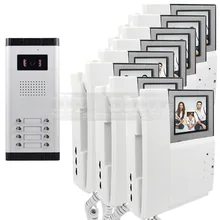 DIYSECUR 4.3 “Monitor HD Apartamento Video de La Puerta Sistema de Teléfono Video Del Timbre Del Intercomunicador 700 Tecla Táctil de la Cámara del IR para 8 Familias