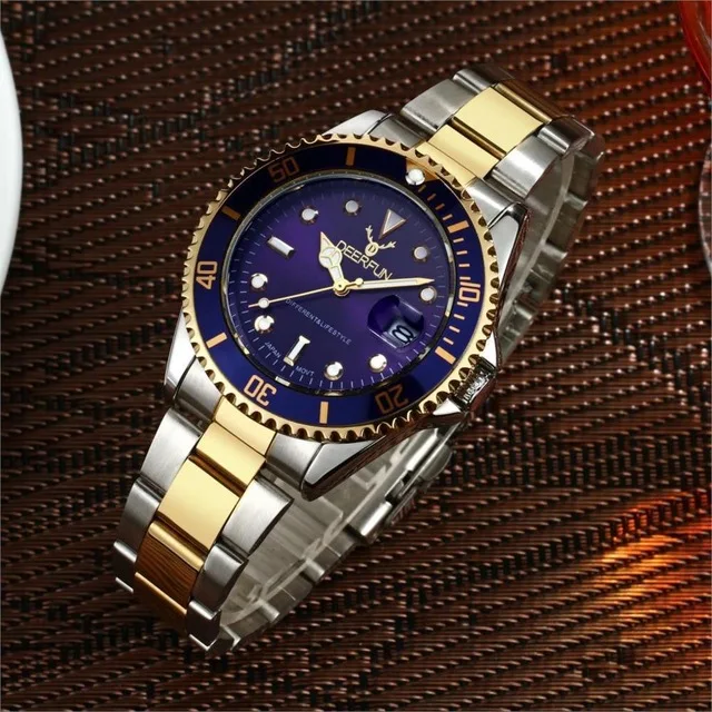

2019 Luxury 21 colors Gold Watch Men Bezel Stainless steel Band Sport Quartz Wrist Watches Can Swimming erkek kol saati