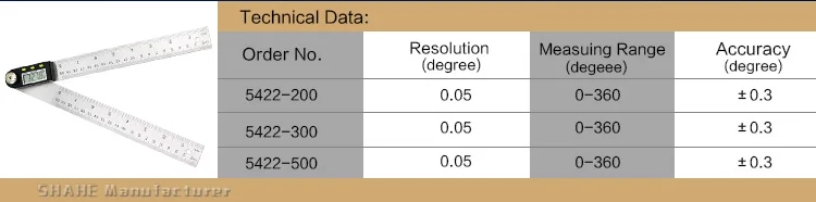 200 мм Цифровой угломер транспортир из нержавеющей стали угловая линейка