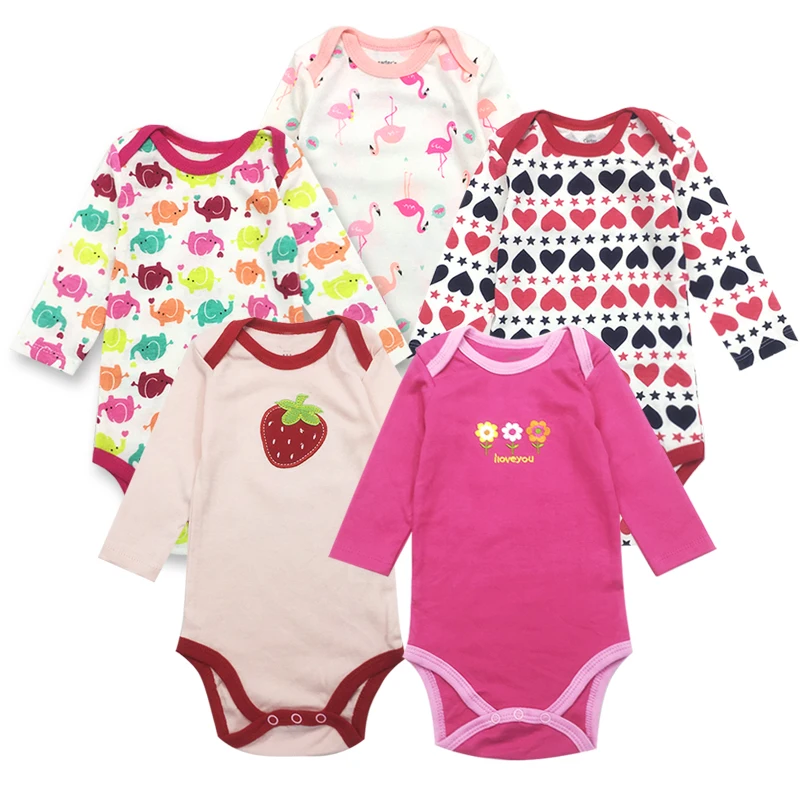 5Pieces/Lot Baby Bodysuits Long Sleeved Boys Girls Clothing Triangle Newborn Bodysuits Cotton 3-24M Baby's Sets