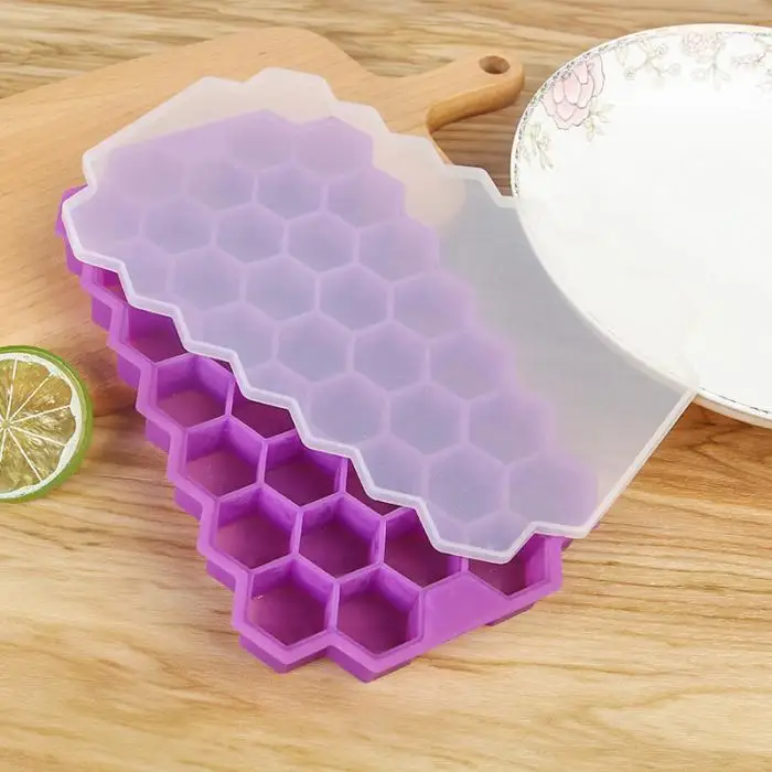 Силиконовые кубики льда лоток 37 сетки DIY Jelly Желе Форма с крышкой для бара Кухня может CSV